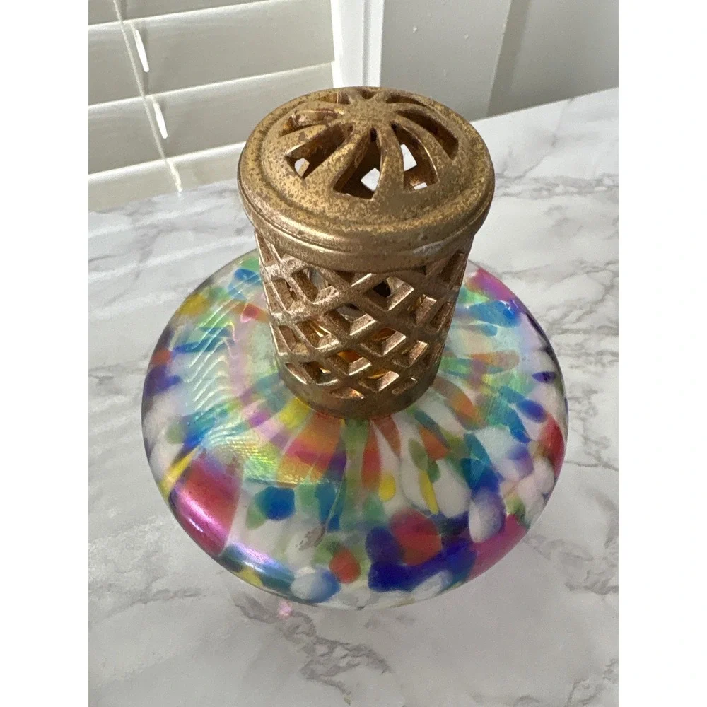 Vintage Iridescent Confetti Artisan Handcrafted Catalytic Fragrance Lamp Gold